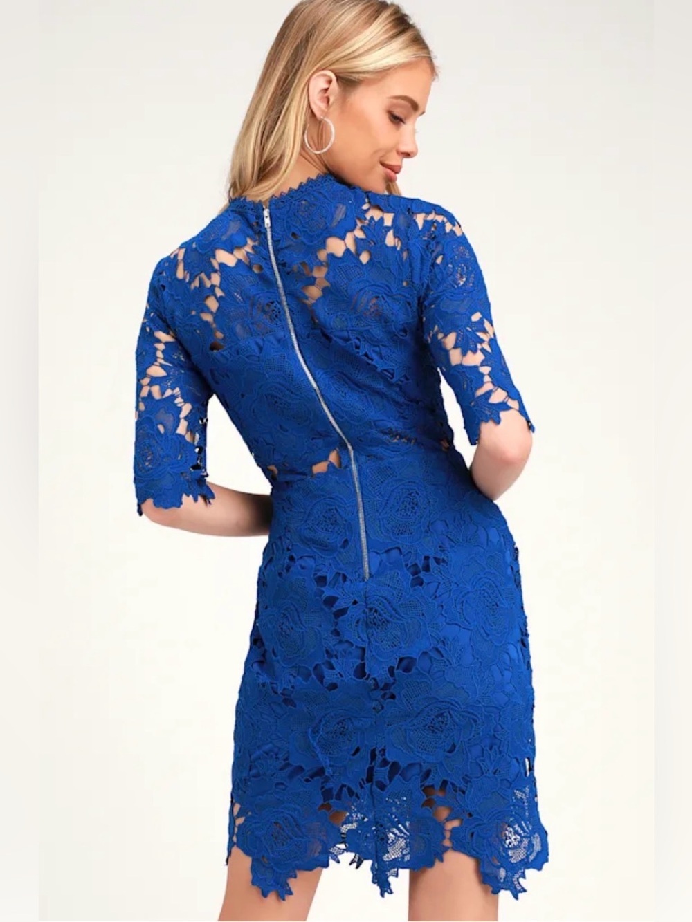 ❤️ BNWT A Fine Romance Cobalt Blue Lace Sheath Dress size M wedding guest dress - Picture 3 of 7